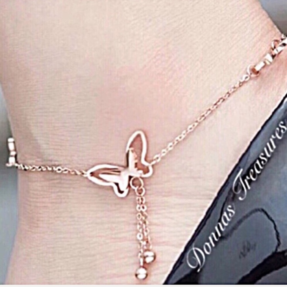 🕊Rose Gold Butterfly Anklet